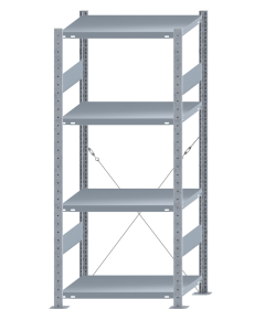 SCHULTE Steckregal, Fachbodenregale Stecksystem, Grundregal, einseitig nutzbar, H1800xB750xT500 mm, 4 Fachböden, Fachlast 250 kg, sendzimirverzinkt