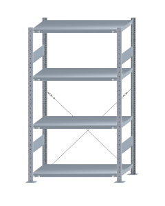 SCHULTE Steckregal, Fachbodenregale Stecksystem, Grundregal, einseitig nutzbar, H1800xB1000xT500 mm, 4 Fachböden, Fachlast 250 kg, sendzimirverzinkt