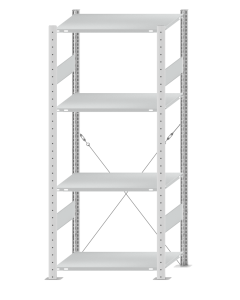 SCHULTE Steckregal, Fachbodenregale Stecksystem, Grundregal, einseitig nutzbar, H1800xB750xT500 mm, 4 Fachböden, Fachlast 150 kg, RAL 7035 lichtgrau