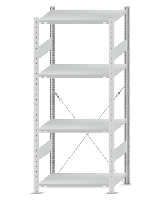 SCHULTE Steckregal, Fachbodenregale Stecksystem, Grundregal, einseitig nutzbar, H1800xB750xT500 mm, 4 Fachböden, Fachlast 250 kg, RAL 7035 lichtgrau