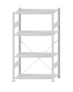 SCHULTE Steckregal, Fachbodenregale Stecksystem, Grundregal, einseitig nutzbar, H1800xB1000xT500 mm, 4 Fachböden, Fachlast 150 kg, RAL 7035 lichtgrau