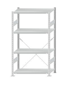 SCHULTE Steckregal, Fachbodenregale Stecksystem, Grundregal, einseitig nutzbar, H1800xB1000xT500 mm, 4 Fachböden, Fachlast 250 kg, RAL 7035 lichtgrau