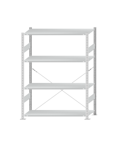 SCHULTE Steckregal, Fachbodenregale Stecksystem, Grundregal, einseitig nutzbar, H1800xB1300xT500 mm, 4 Fachböden, Fachlast 150 kg, RAL 7035 lichtgrau
