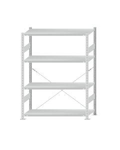 SCHULTE Steckregal, Fachbodenregale Stecksystem, Grundregal, einseitig nutzbar, H1800xB1300xT500 mm, 4 Fachböden, Fachlast 250 kg, RAL 7035 lichtgrau