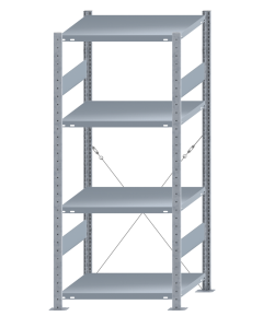 SCHULTE Steckregal, Fachbodenregale Stecksystem, Grundregal, einseitig nutzbar, H1800xB750xT600 mm, 4 Fachböden, Fachlast 250 kg, sendzimirverzinkt