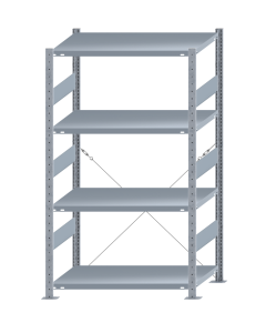 SCHULTE Steckregal, Fachbodenregale Stecksystem, Grundregal, einseitig nutzbar, H1800xB1000xT600 mm, 4 Fachböden, Fachlast 330 kg, sendzimirverzinkt