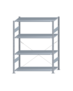 SCHULTE Steckregal, Fachbodenregale Stecksystem, Grundregal, einseitig nutzbar, H1800xB1300xT600 mm, 4 Fachböden, Fachlast 150 kg, sendzimirverzinkt