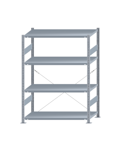 SCHULTE Steckregal, Fachbodenregale Stecksystem, Grundregal, einseitig nutzbar, H1800xB1300xT600 mm, 4 Fachböden, Fachlast 250 kg, sendzimirverzinkt