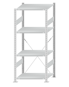 SCHULTE Steckregal, Fachbodenregale Stecksystem, Grundregal, einseitig nutzbar, H1800xB750xT600 mm, 4 Fachböden, Fachlast 150 kg, RAL 7035 lichtgrau