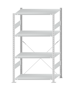 SCHULTE Steckregal, Fachbodenregale Stecksystem, Grundregal, einseitig nutzbar, H1800xB1000xT600 mm, 4 Fachböden, Fachlast 150 kg, RAL 7035 lichtgrau