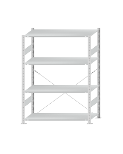 SCHULTE Steckregal, Fachbodenregale Stecksystem, Grundregal, einseitig nutzbar, H1800xB1300xT600 mm, 4 Fachböden, Fachlast 150 kg, RAL 7035 lichtgrau
