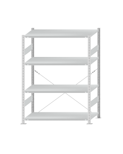 SCHULTE Steckregal, Fachbodenregale Stecksystem, Grundregal, einseitig nutzbar, H1800xB1300xT600 mm, 4 Fachböden, Fachlast 250 kg, RAL 7035 lichtgrau