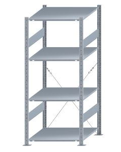 SCHULTE Steckregal, Fachbodenregale Stecksystem, Grundregal, einseitig nutzbar, H1800xB750xT800 mm, 4 Fachböden, Fachlast 150 kg, sendzimirverzinkt