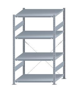 SCHULTE Steckregal, Fachbodenregale Stecksystem, Grundregal, einseitig nutzbar, H1800xB1000xT800 mm, 4 Fachböden, Fachlast 250 kg, sendzimirverzinkt