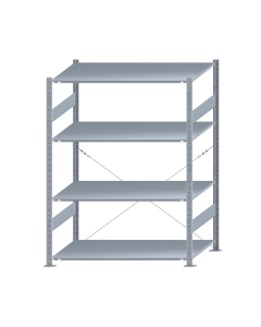 SCHULTE Steckregal, Fachbodenregale Stecksystem, Grundregal, einseitig nutzbar, H1800xB1300xT800 mm, 4 Fachböden, Fachlast 150 kg, sendzimirverzinkt