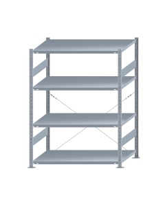 SCHULTE Steckregal, Fachbodenregale Stecksystem, Grundregal, einseitig nutzbar, H1800xB1300xT800 mm, 4 Fachböden, Fachlast 250 kg, sendzimirverzinkt
