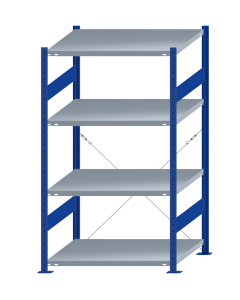SCHULTE Steckregal, Fachbodenregale Stecksystem, Grundregal, einseitig nutzbar, H1800xB1000xT800 mm, 4 Fachböden, Fachlast 250 kg, RAL 5010 enzianblau / verzinkt