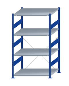 SCHULTE Steckregal, Fachbodenregale Stecksystem, Grundregal, einseitig nutzbar, H1800xB1000xT800 mm, 4 Fachböden, Fachlast 330 kg, RAL 5010 enzianblau / verzinkt