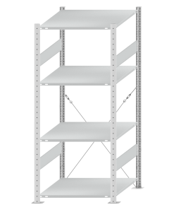SCHULTE Steckregal, Fachbodenregale Stecksystem, Grundregal, einseitig nutzbar, H1800xB750xT800 mm, 4 Fachböden, Fachlast 150 kg, RAL 7035 lichtgrau