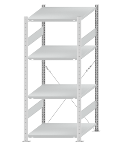SCHULTE Steckregal, Fachbodenregale Stecksystem, Grundregal, einseitig nutzbar, H1800xB750xT800 mm, 4 Fachböden, Fachlast 250 kg, RAL 7035 lichtgrau