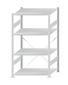 SCHULTE Steckregal, Fachbodenregale Stecksystem, Grundregal, einseitig nutzbar, H1800xB1000xT800 mm, 4 Fachböden, Fachlast 150 kg, RAL 7035 lichtgrau