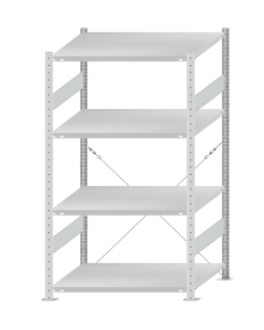 SCHULTE Steckregal, Fachbodenregale Stecksystem, Grundregal, einseitig nutzbar, H1800xB1000xT800 mm, 4 Fachböden, Fachlast 250 kg, RAL 7035 lichtgrau