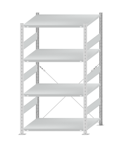 SCHULTE Steckregal, Fachbodenregale Stecksystem, Grundregal, einseitig nutzbar, H1800xB1000xT800 mm, 4 Fachböden, Fachlast 330 kg, RAL 7035 lichtgrau