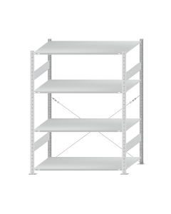 SCHULTE Steckregal, Fachbodenregale Stecksystem, Grundregal, einseitig nutzbar, H1800xB1300xT800 mm, 4 Fachböden, Fachlast 150 kg, RAL 7035 lichtgrau