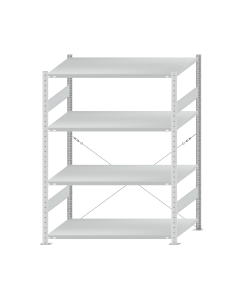 SCHULTE Steckregal, Fachbodenregale Stecksystem, Grundregal, einseitig nutzbar, H1800xB1300xT800 mm, 4 Fachböden, Fachlast 250 kg, RAL 7035 lichtgrau