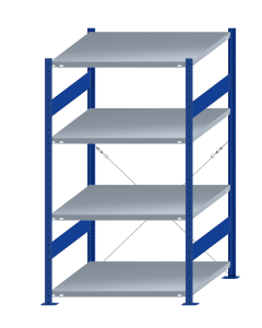 SCHULTE Steckregal, Fachbodenregale Stecksystem, Grundregal, einseitig nutzbar, H1800xB1000xT1000 mm, 4 Fachböden, Fachlast 250 kg, RAL 5010 enzianblau / verzinkt