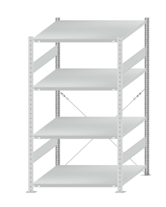 SCHULTE Steckregal, Fachbodenregale Stecksystem, Grundregal, einseitig nutzbar, H1800xB1000xT1000 mm, 4 Fachböden, Fachlast 250 kg, RAL 7035 lichtgrau