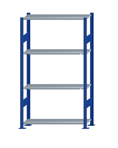 SCHULTE Steckregal, Fachbodenregale Stecksystem, Grundregal, beidseitig nutzbar, H1800xB1000xT300 mm, 4 Fachböden, Fachlast 150 kg, RAL 5010 enzianblau / verzinkt