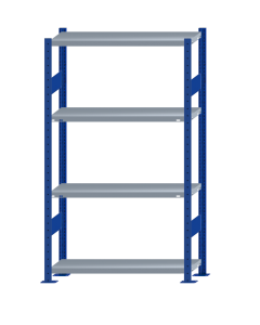 SCHULTE Steckregal, Fachbodenregale Stecksystem, Grundregal, beidseitig nutzbar, H1800xB1000xT300 mm, 4 Fachböden, Fachlast 250 kg, RAL 5010 enzianblau / verzinkt
