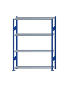SCHULTE Steckregal, Fachbodenregale Stecksystem, Grundregal, beidseitig nutzbar, H1800xB1300xT300 mm, 4 Fachböden, Fachlast 150 kg, RAL 5010 enzianblau / verzinkt