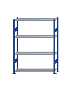 SCHULTE Steckregal, Fachbodenregale Stecksystem, Grundregal, beidseitig nutzbar, H1800xB1300xT300 mm, 4 Fachböden, Fachlast 250 kg, RAL 5010 enzianblau / verzinkt