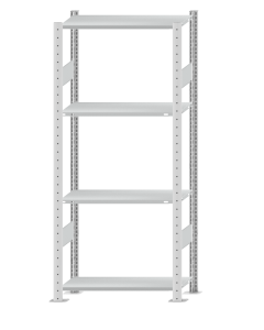 SCHULTE Steckregal, Fachbodenregale Stecksystem, Grundregal, beidseitig nutzbar, H1800xB750xT300 mm, 4 Fachböden, Fachlast 150 kg, RAL 7035 lichtgrau