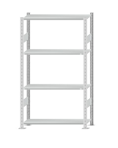 SCHULTE Steckregal, Fachbodenregale Stecksystem, Grundregal, beidseitig nutzbar, H1800xB1000xT300 mm, 4 Fachböden, Fachlast 150 kg, RAL 7035 lichtgrau