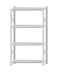 SCHULTE Steckregal, Fachbodenregale Stecksystem, Grundregal, beidseitig nutzbar, H1800xB1000xT300 mm, 4 Fachböden, Fachlast 250 kg, RAL 7035 lichtgrau
