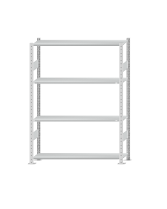 SCHULTE Steckregal, Fachbodenregale Stecksystem, Grundregal, beidseitig nutzbar, H1800xB1300xT300 mm, 4 Fachböden, Fachlast 150 kg, RAL 7035 lichtgrau