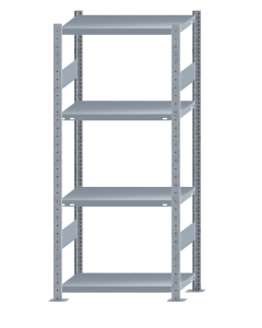 SCHULTE Steckregal, Fachbodenregale Stecksystem, Grundregal, beidseitig nutzbar, H1800xB750xT400 mm, 4 Fachböden, Fachlast 250 kg, sendzimirverzinkt