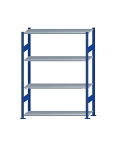 SCHULTE Steckregal, Fachbodenregale Stecksystem, Grundregal, beidseitig nutzbar, H1800xB1300xT400 mm, 4 Fachböden, Fachlast 150 kg, RAL 5010 enzianblau / verzinkt