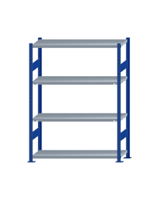 SCHULTE Steckregal, Fachbodenregale Stecksystem, Grundregal, beidseitig nutzbar, H1800xB1300xT400 mm, 4 Fachböden, Fachlast 250 kg, RAL 5010 enzianblau / verzinkt