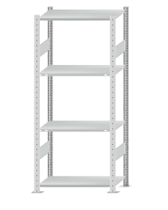 SCHULTE Steckregal, Fachbodenregale Stecksystem, Grundregal, beidseitig nutzbar, H1800xB750xT400 mm, 4 Fachböden, Fachlast 150 kg, RAL 7035 lichtgrau