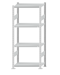 SCHULTE Steckregal, Fachbodenregale Stecksystem, Grundregal, beidseitig nutzbar, H1800xB750xT400 mm, 4 Fachböden, Fachlast 250 kg, RAL 7035 lichtgrau