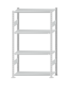 SCHULTE Steckregal, Fachbodenregale Stecksystem, Grundregal, beidseitig nutzbar, H1800xB1000xT400 mm, 4 Fachböden, Fachlast 150 kg, RAL 7035 lichtgrau