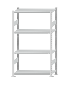 SCHULTE Steckregal, Fachbodenregale Stecksystem, Grundregal, beidseitig nutzbar, H1800xB1000xT400 mm, 4 Fachböden, Fachlast 250 kg, RAL 7035 lichtgrau