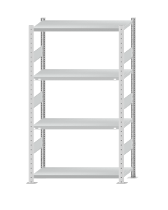 SCHULTE Steckregal, Fachbodenregale Stecksystem, Grundregal, beidseitig nutzbar, H1800xB1000xT400 mm, 4 Fachböden, Fachlast 330 kg, RAL 7035 lichtgrau