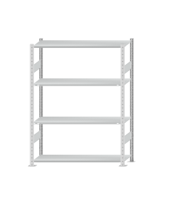 SCHULTE Steckregal, Fachbodenregale Stecksystem, Grundregal, beidseitig nutzbar, H1800xB1300xT400 mm, 4 Fachböden, Fachlast 150 kg, RAL 7035 lichtgrau