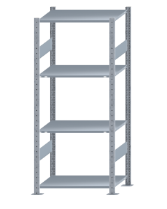 SCHULTE Steckregal, Fachbodenregale Stecksystem, Grundregal, beidseitig nutzbar, H1800xB750xT500 mm, 4 Fachböden, Fachlast 150 kg, sendzimirverzinkt