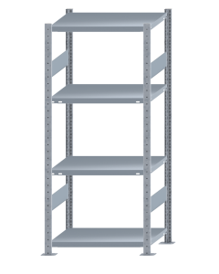 SCHULTE Steckregal, Fachbodenregale Stecksystem, Grundregal, beidseitig nutzbar, H1800xB750xT500 mm, 4 Fachböden, Fachlast 250 kg, sendzimirverzinkt